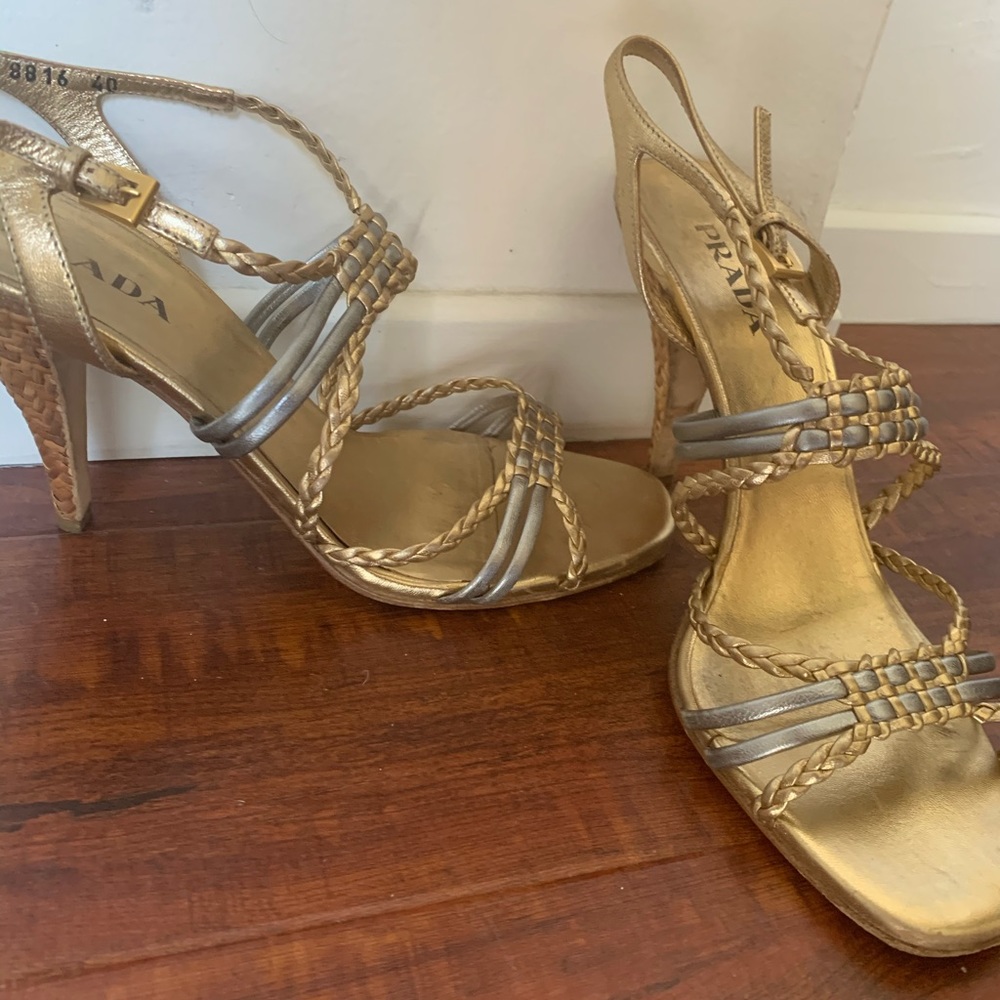 Prada, Silver and Gold Quark Heel, Size 40